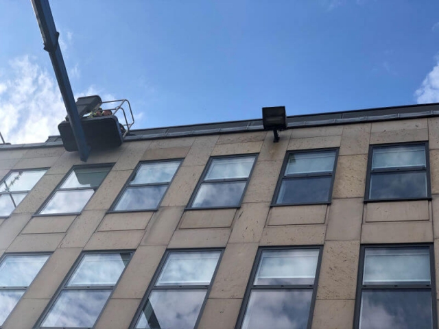 High reach MEWP window cleaning in Edinburgh