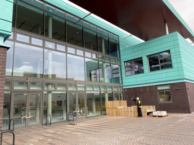 Window cleaning at Queen Margaret Academy by EdinburghClean.co.uk