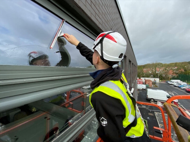 Window cleaning at Queen Margaret Academy by EdinburghClean.co.uk